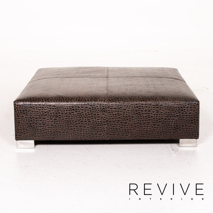 Minotti Suitcase line Lede Stool Brown Dark Brown Ottoman #15241
