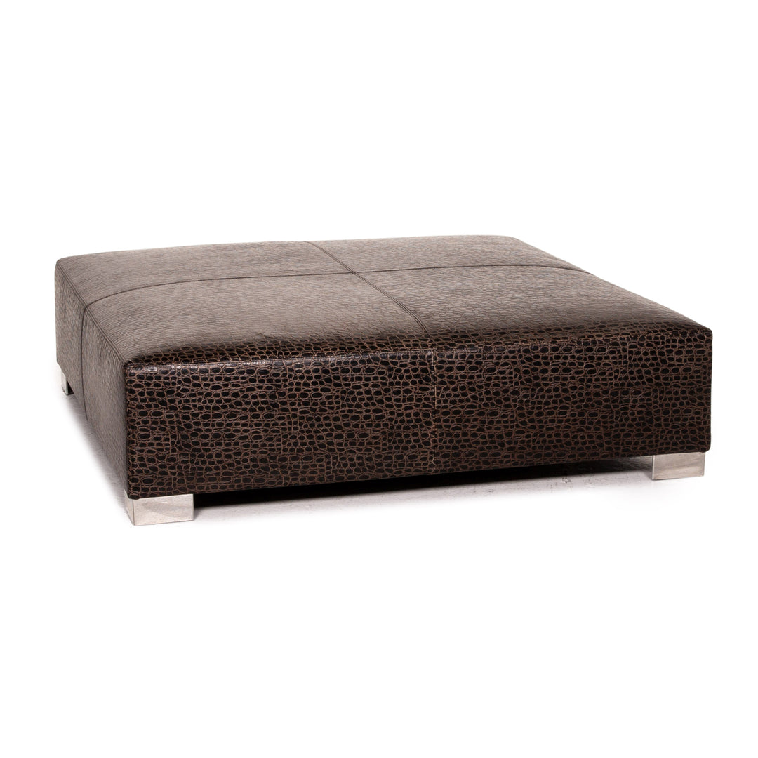 Minotti Suitcase line Lede Stool Brown Dark Brown Ottoman #15241