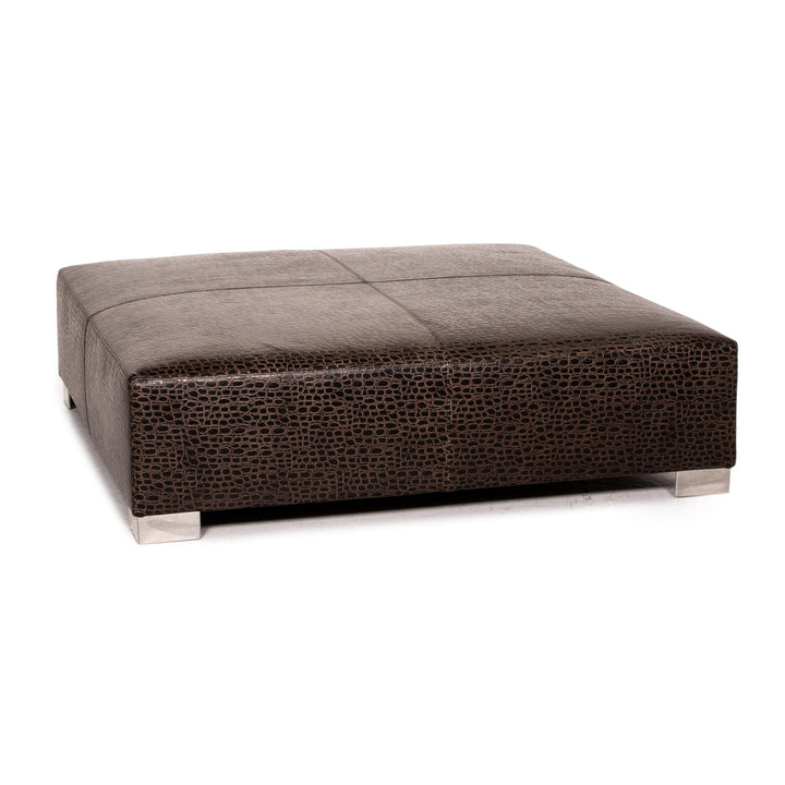 Minotti Suitcase line Lede Stool Brown Dark Brown Ottoman #15241