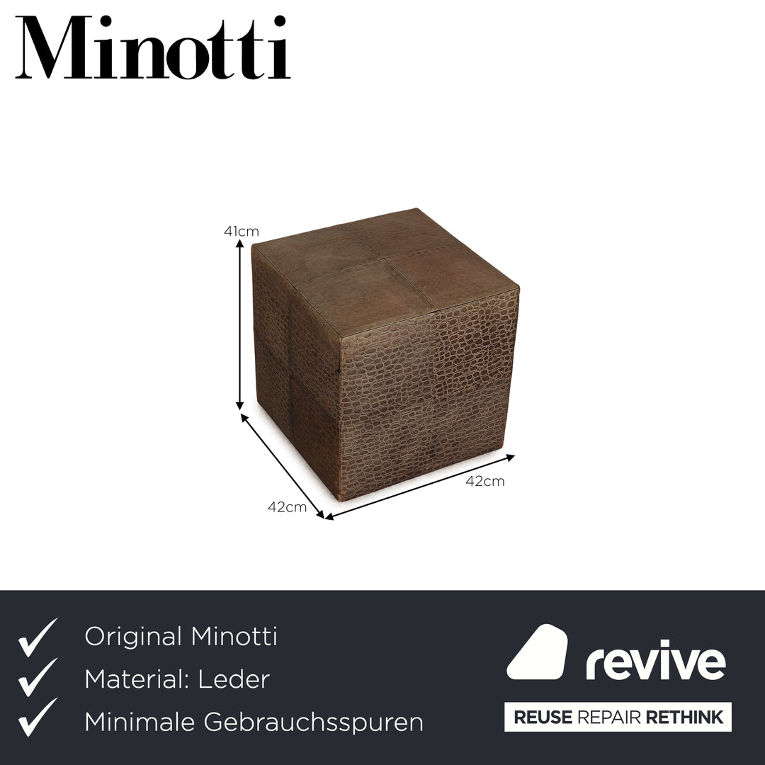 Minotti Suitcase line leather stool cream