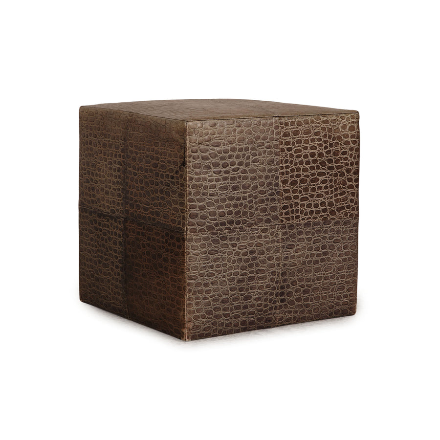 Minotti Suitcase line leather stool cream