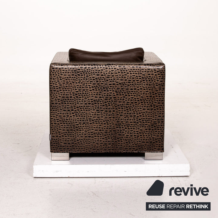 Minotti Suitcase line leather armchair brown dark brown #15529