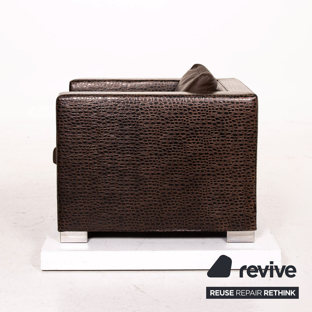 Minotti Suitcase line leather armchair brown dark brown #15529