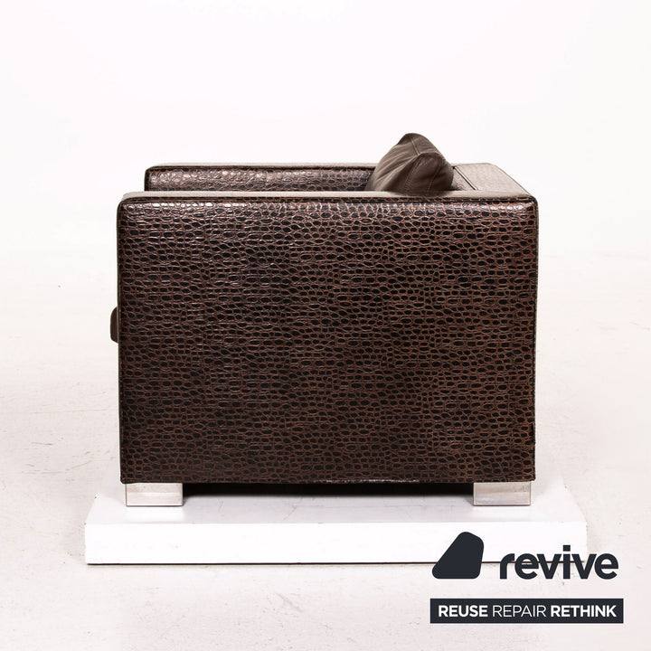 Minotti Suitcase line leather armchair brown dark brown #15529
