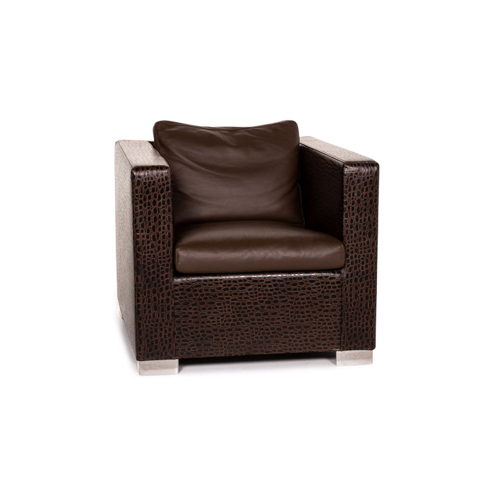 Minotti Suitcase line leather armchair brown dark brown #15529
