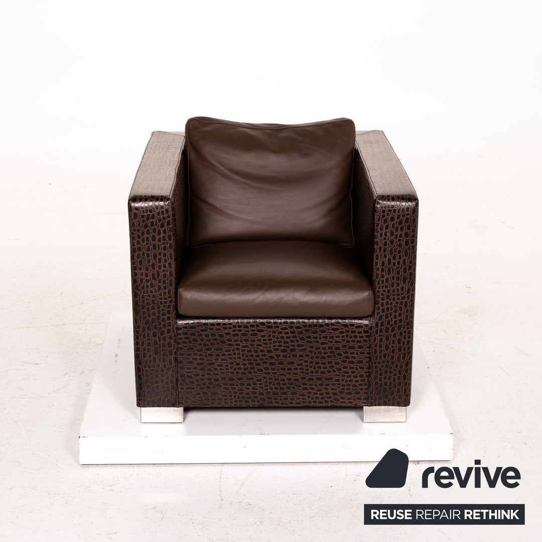 Minotti Suitcase line leather armchair brown dark brown #15529