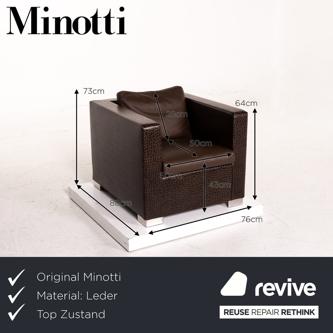 Minotti Suitcase line leather armchair brown dark brown #15529