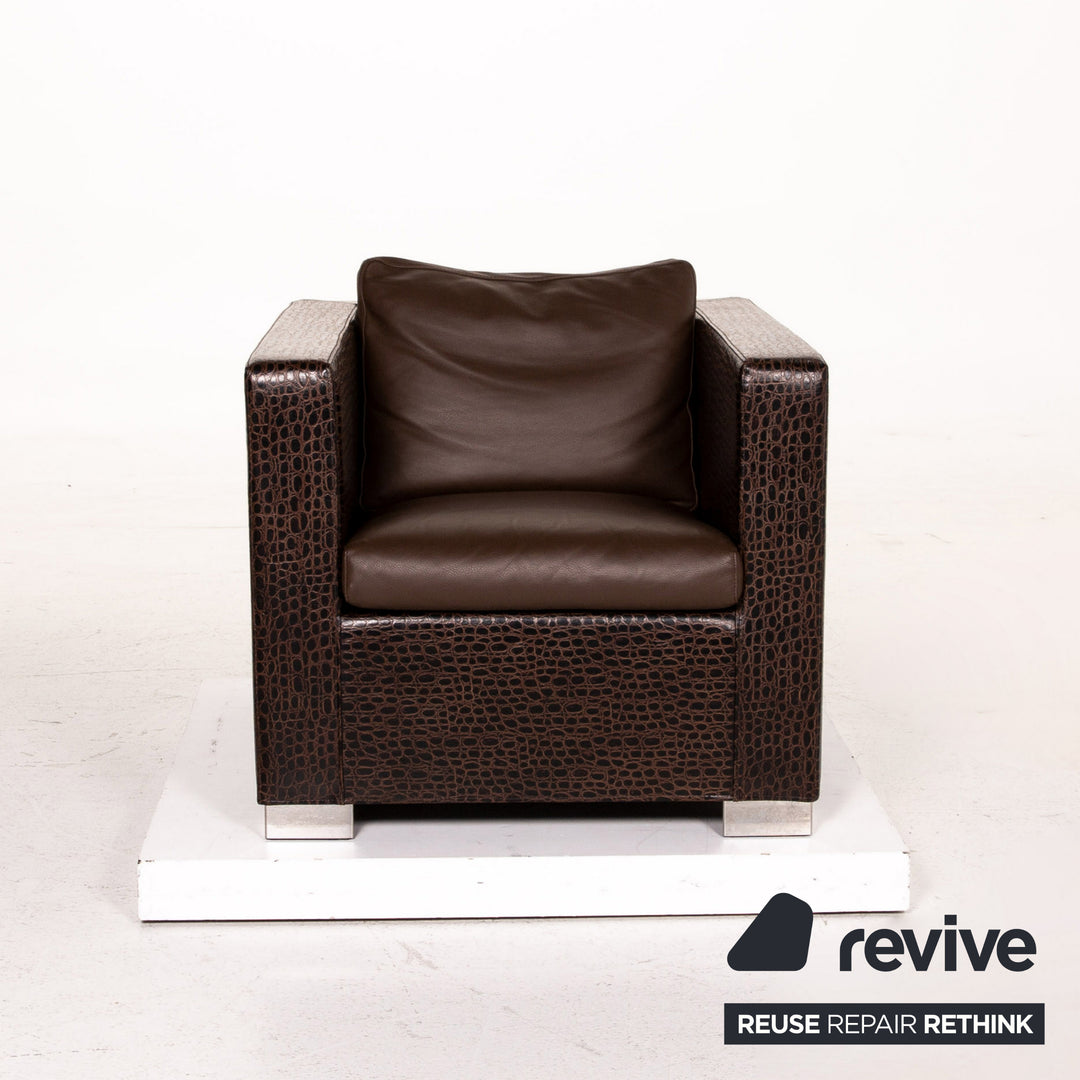 Minotti Suitcase line leather armchair brown dark brown #15529