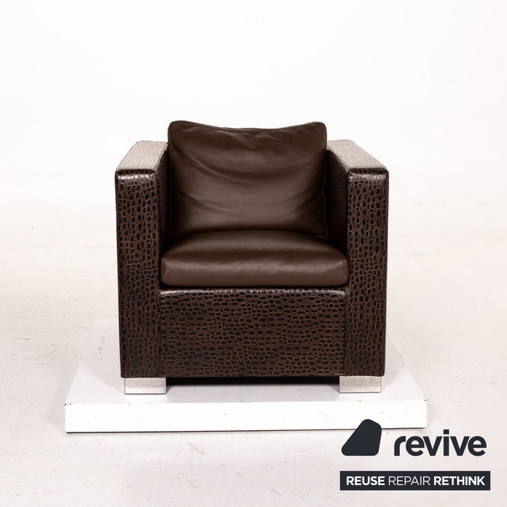 Minotti Suitcase line leather armchair brown dark brown #15529