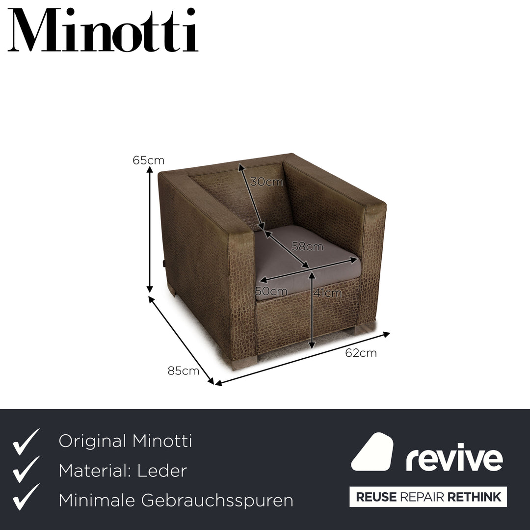 Minotti Suitcase line leather armchair cream