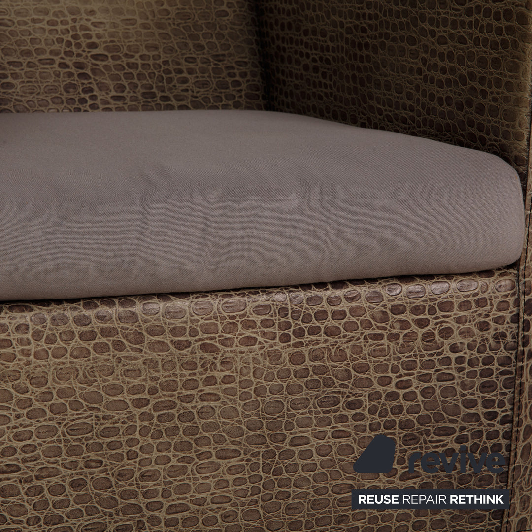 Minotti Suitcase line leather armchair cream