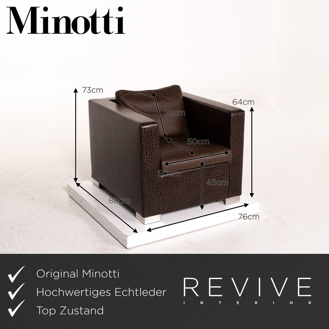 Minotti Suitcase line leather armchair set brown dark brown 2x armchair 1x stool #15530