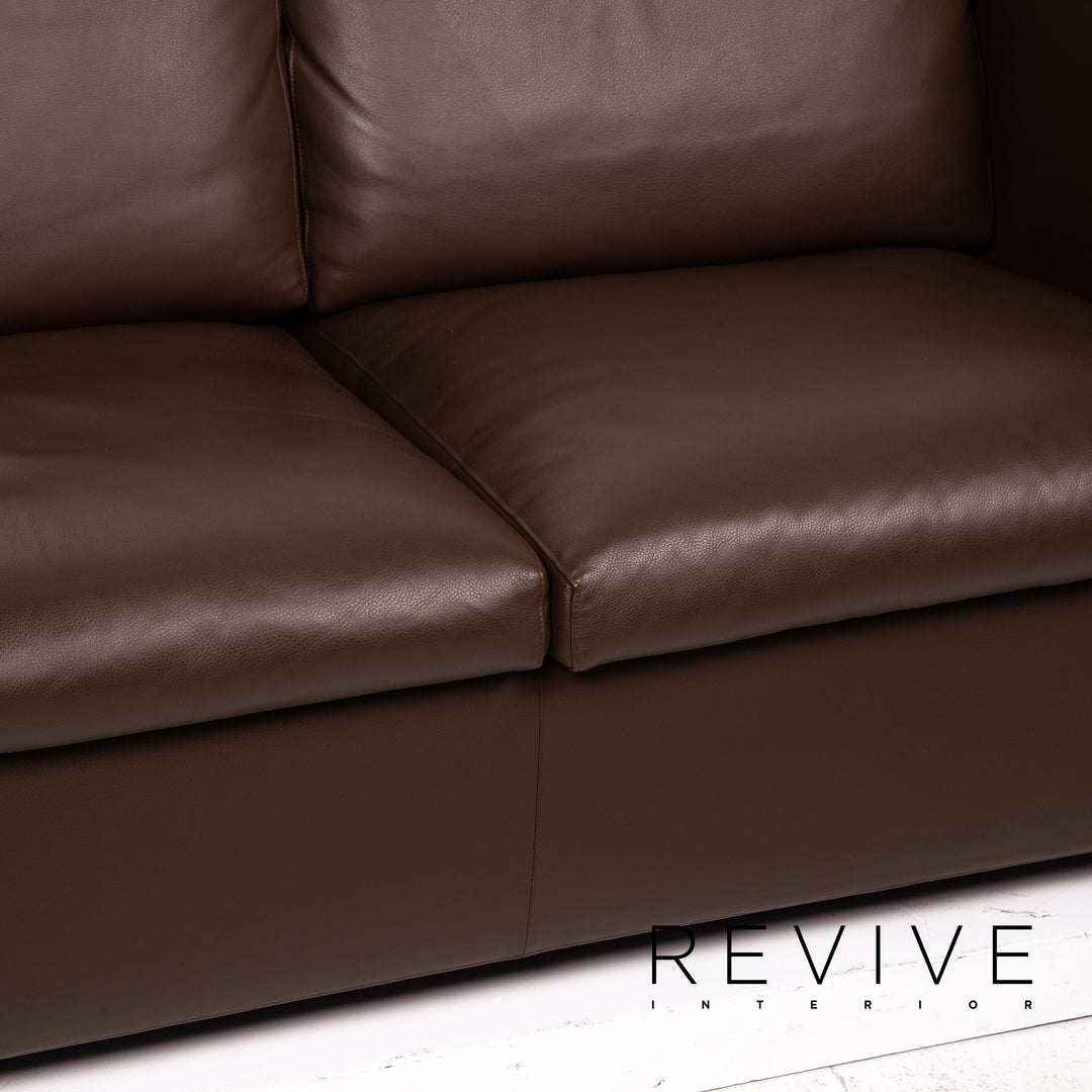 Minotti Suitcase line leather sofa brown dark brown two-seater couch #15549