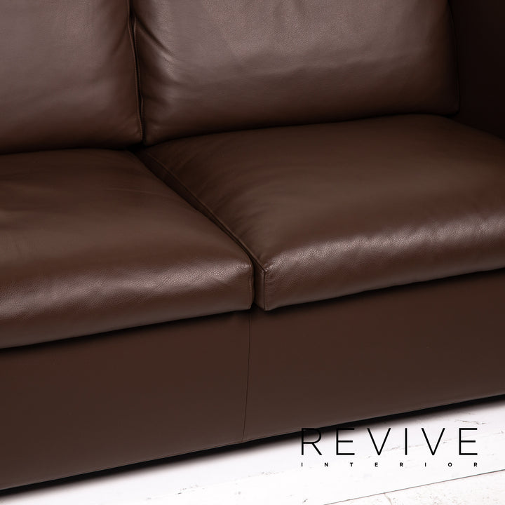 Minotti Suitcase line leather sofa brown dark brown two-seater couch #15549