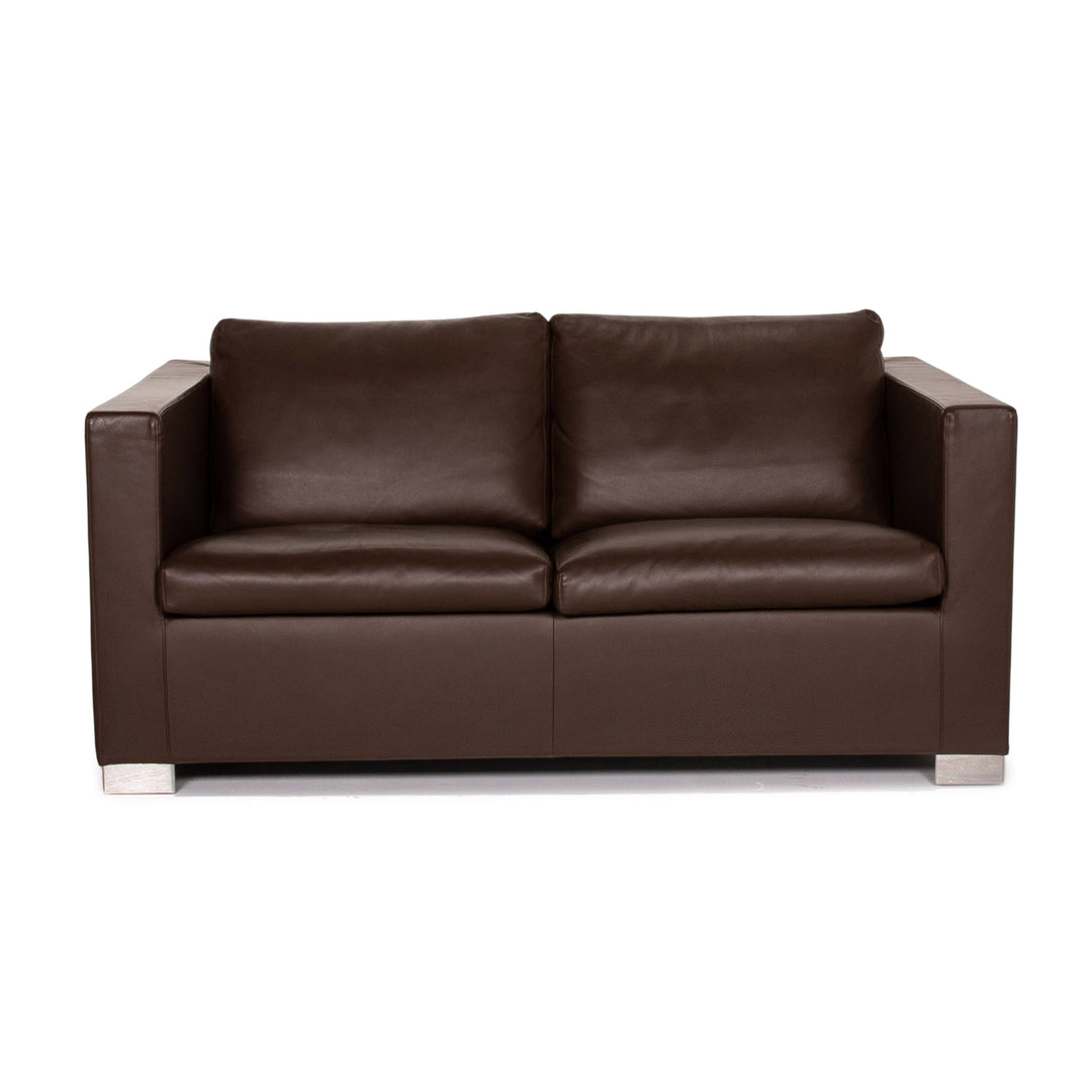 Minotti Suitcase line leather sofa brown dark brown two-seater couch #15549