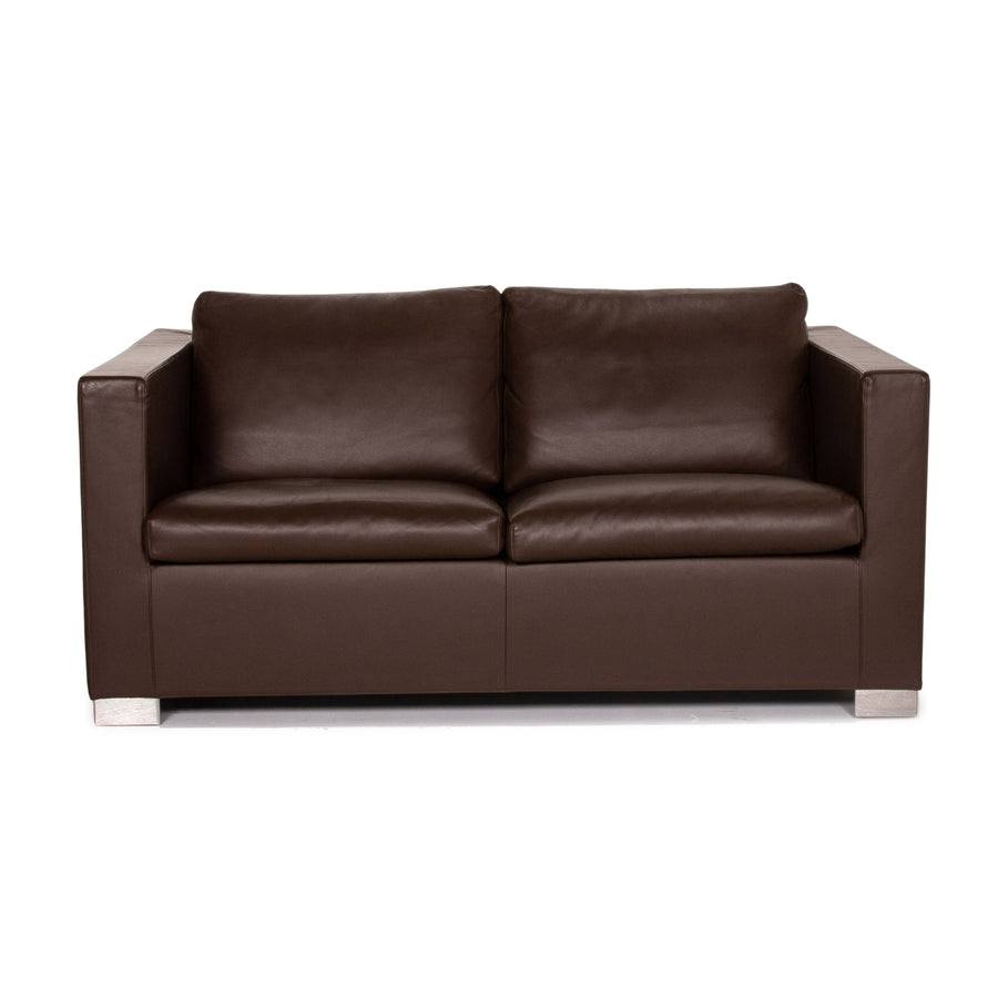 Minotti Suitcase line leather sofa brown dark brown two-seater couch #15549