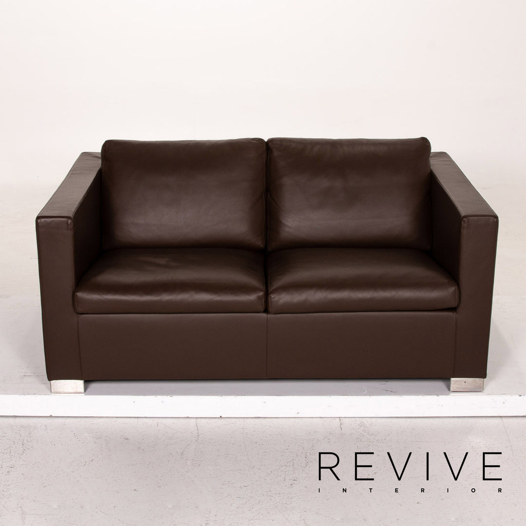 Minotti Suitcase line leather sofa brown dark brown two-seater couch #15549
