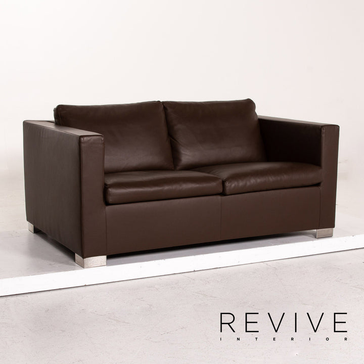 Minotti Suitcase line leather sofa brown dark brown two-seater couch #15549