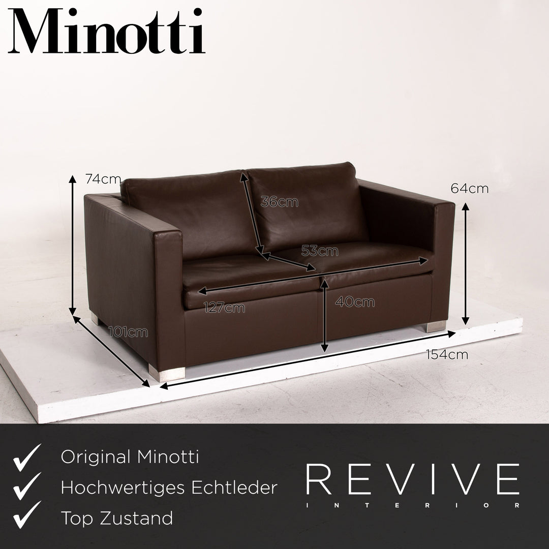 Minotti Suitcase line leather sofa set brown dark brown 2x two-seater #15550