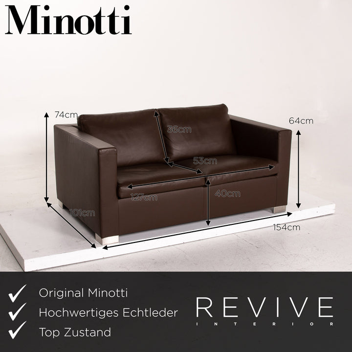 Minotti Suitcase line leather sofa set brown dark brown 2x two-seater #15550