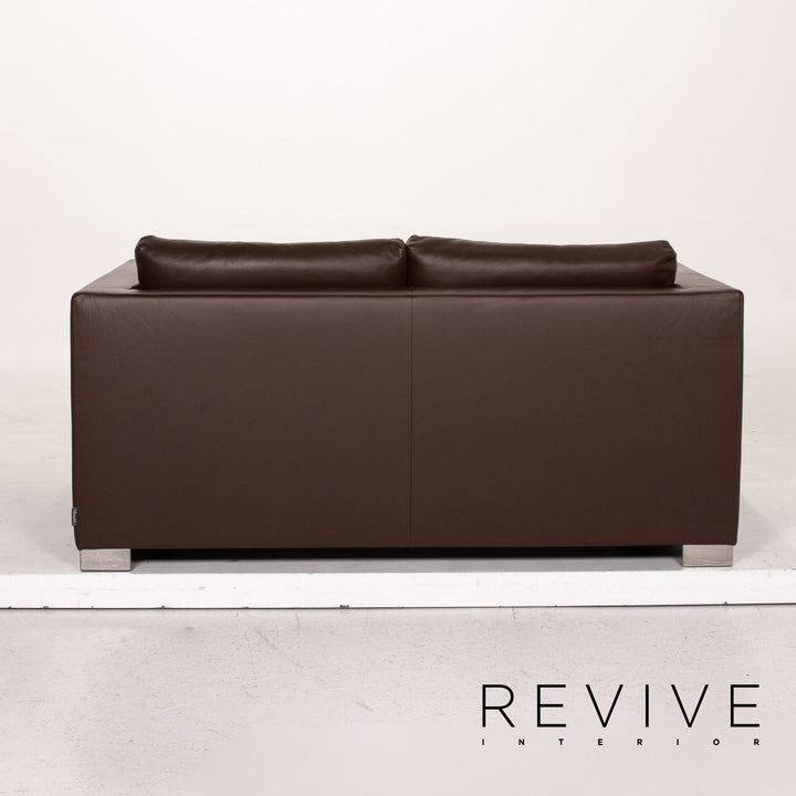 Minotti Suitcase line leather sofa set brown dark brown 2x two-seater #15550