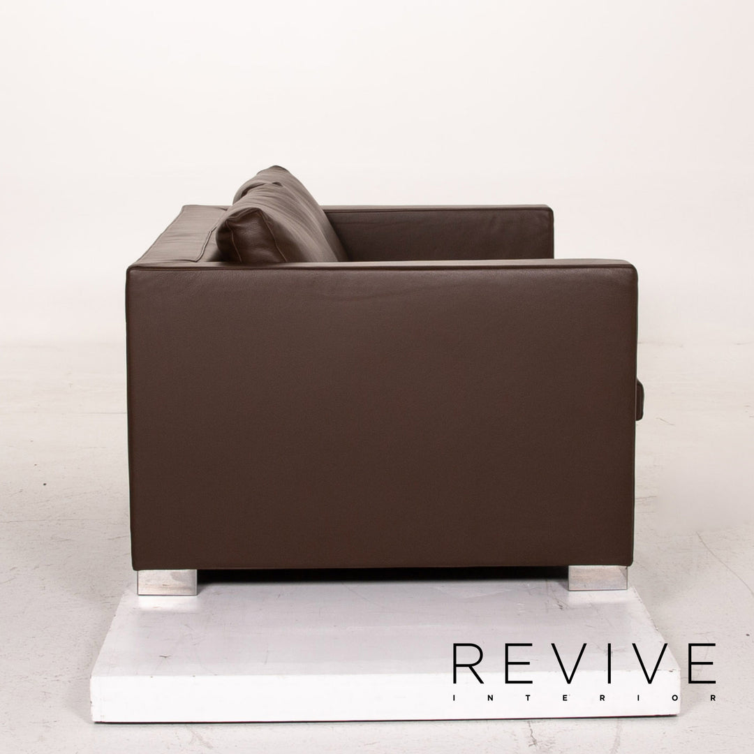 Minotti Suitcase line leather sofa set brown dark brown 2x two-seater #15550
