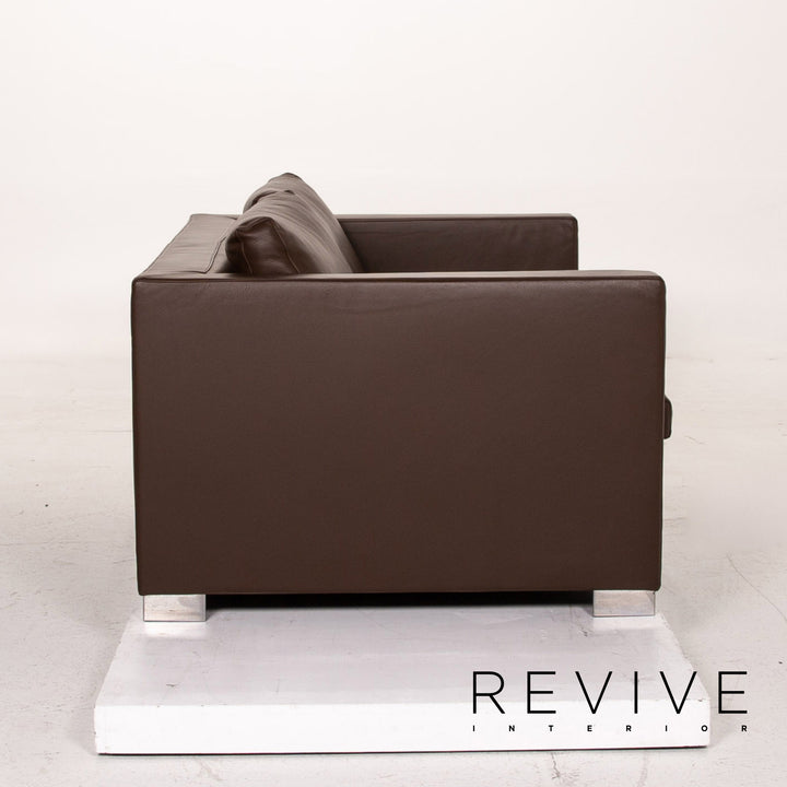 Minotti Suitcase line leather sofa set brown dark brown 2x two-seater #15550