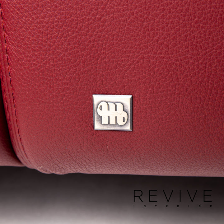 Échantillon anneau cuir canapé d'angle rouge foncé canapé #14340