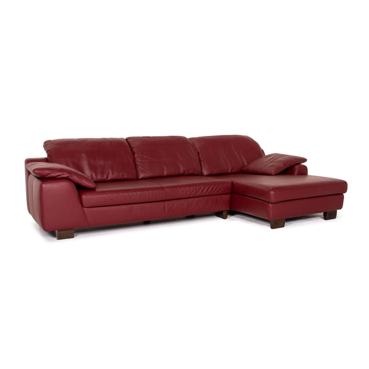 Échantillon anneau cuir canapé d'angle rouge foncé canapé #14340
