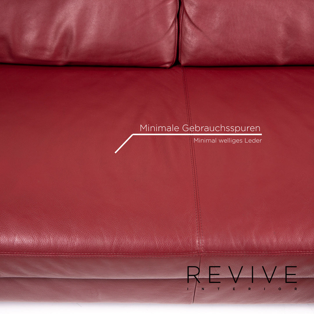 Échantillon anneau cuir canapé d'angle rouge foncé canapé #14340
