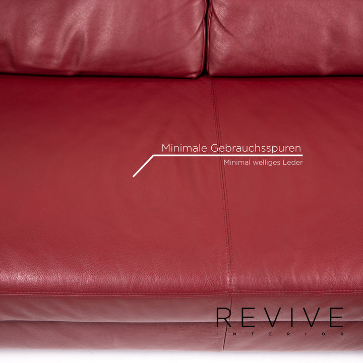 Échantillon anneau cuir canapé d'angle rouge foncé canapé #14340