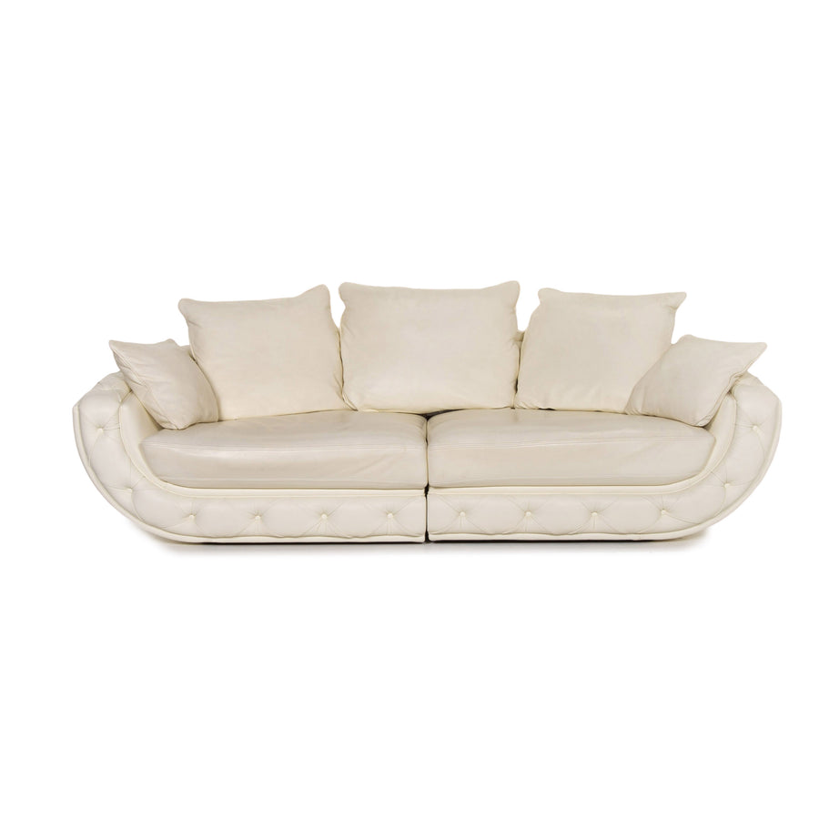 Nieri Leder Sofa Creme Viersitzer Couch #13579