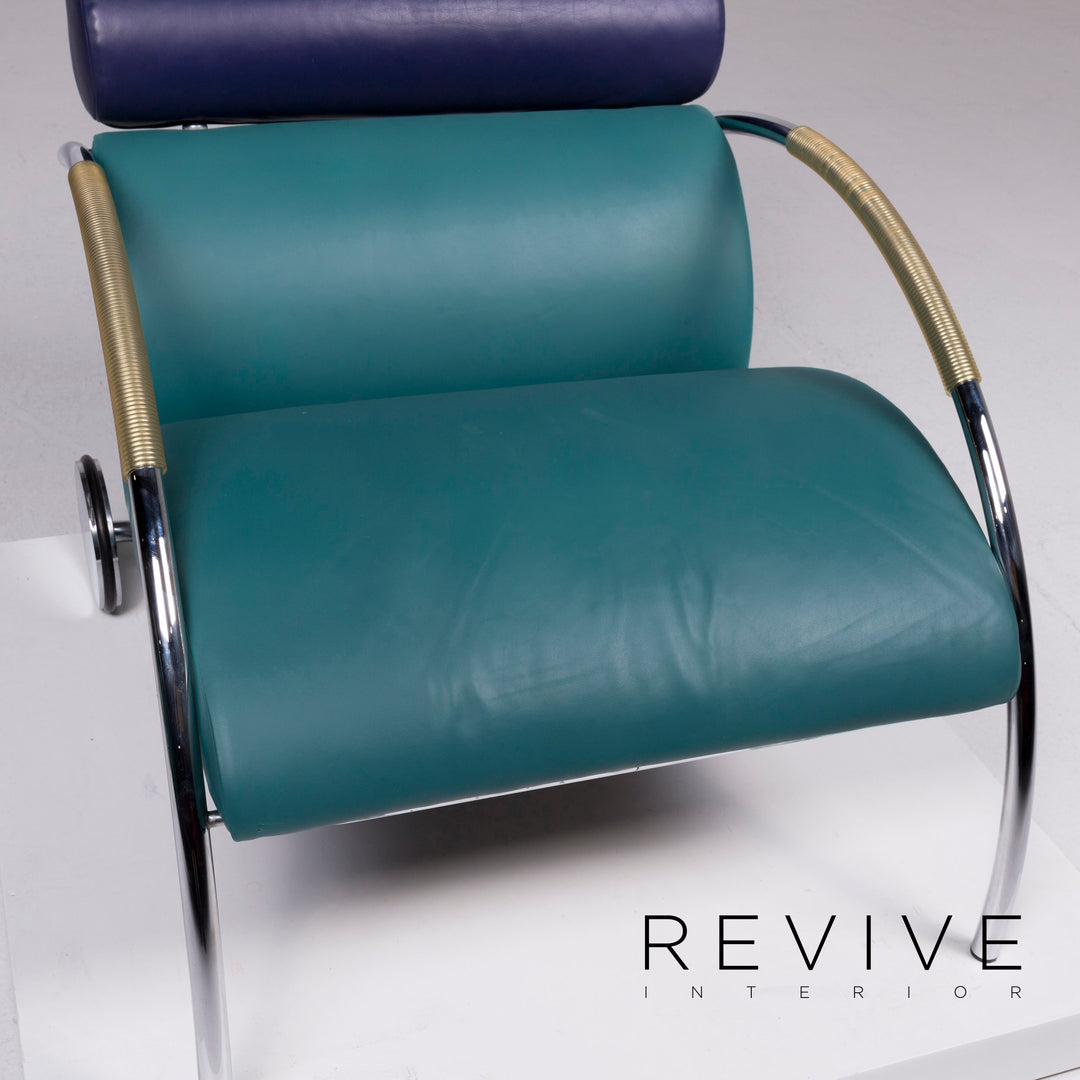 Fauteuil en cuir design Cor Cycle par Peter Maly Tabouret de fauteuil turquoise #10512