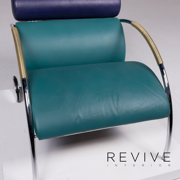 Fauteuil en cuir design Cor Cycle par Peter Maly Tabouret de fauteuil turquoise #10512