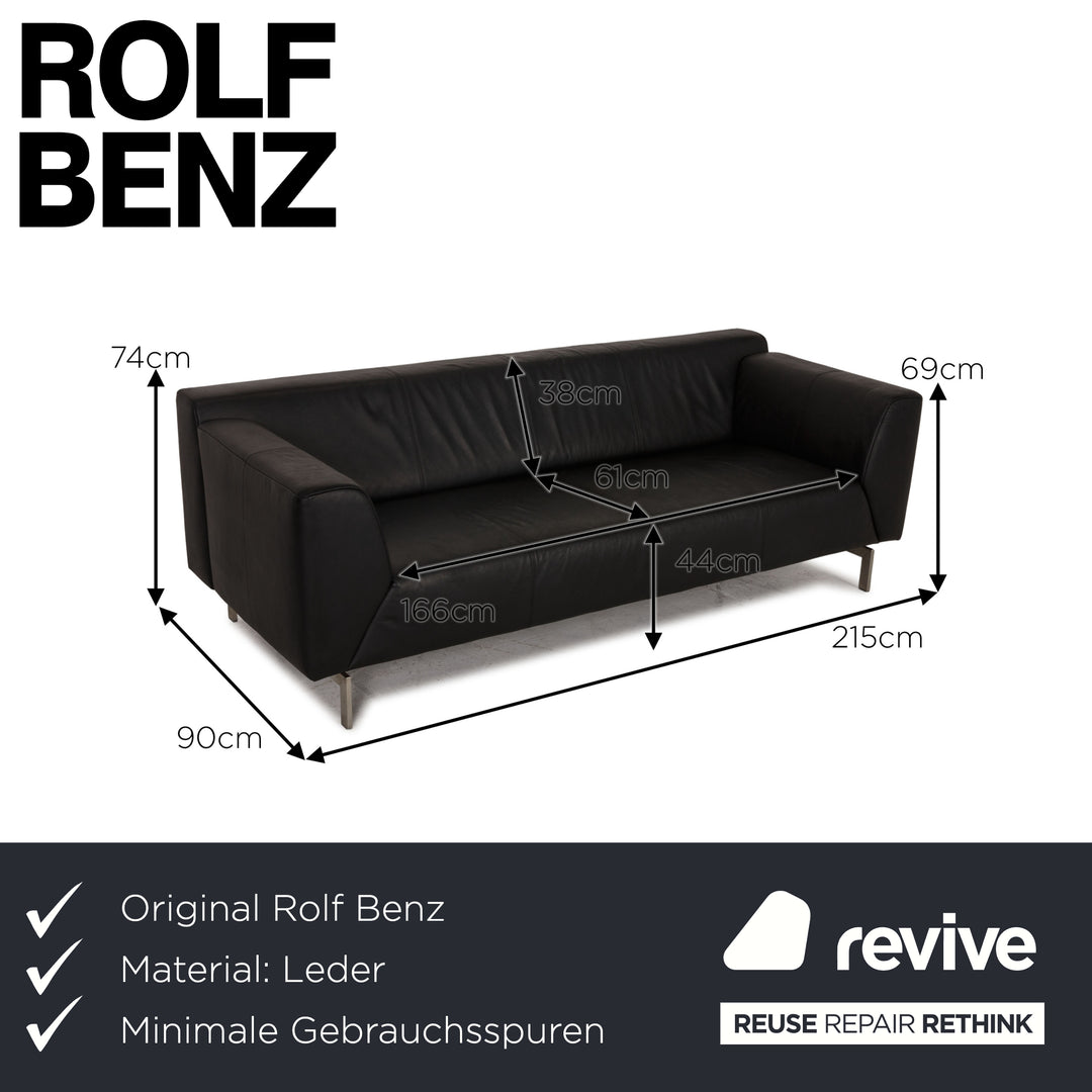 Rolf Benz 318 Linea Leder Viersitzer Schwarz Sofa Couch