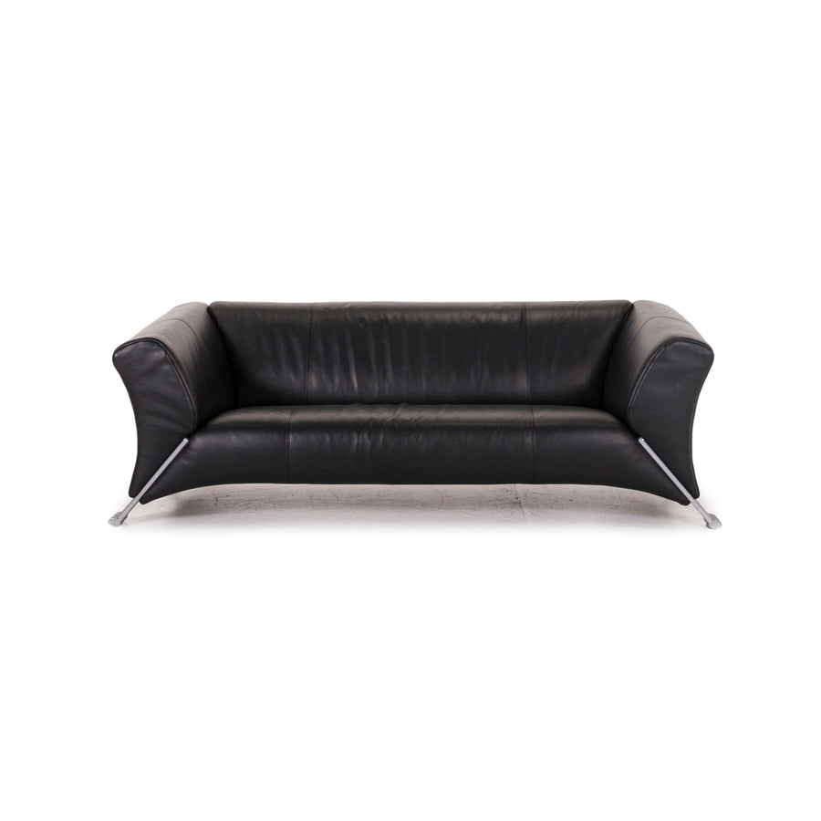 Rolf Benz 322 canapé en cuir noir canapé trois places #12366