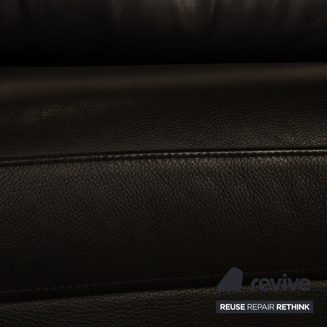 Rolf Benz 3300 leather two-seater black sofa couch