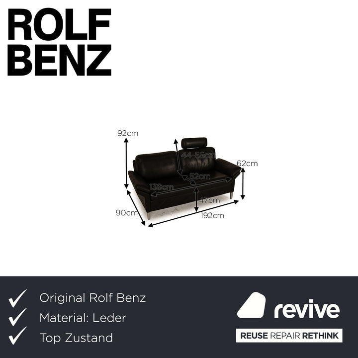 Rolf Benz 3300 leather two-seater black sofa couch