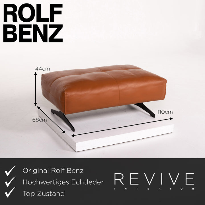 Rolf Benz 50 leather sofa set cognac brown 1x three-seater 1x stool function #13784