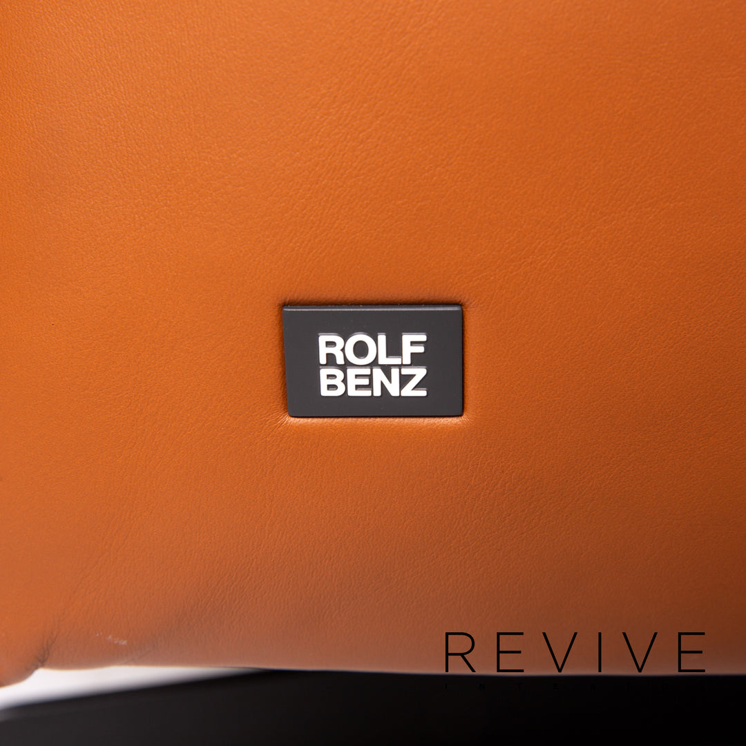 Rolf Benz 50 leather sofa set cognac brown 1x three-seater 1x stool function #13784