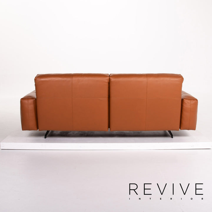 Rolf Benz 50 leather sofa set cognac brown 1x three-seater 1x stool function #13784