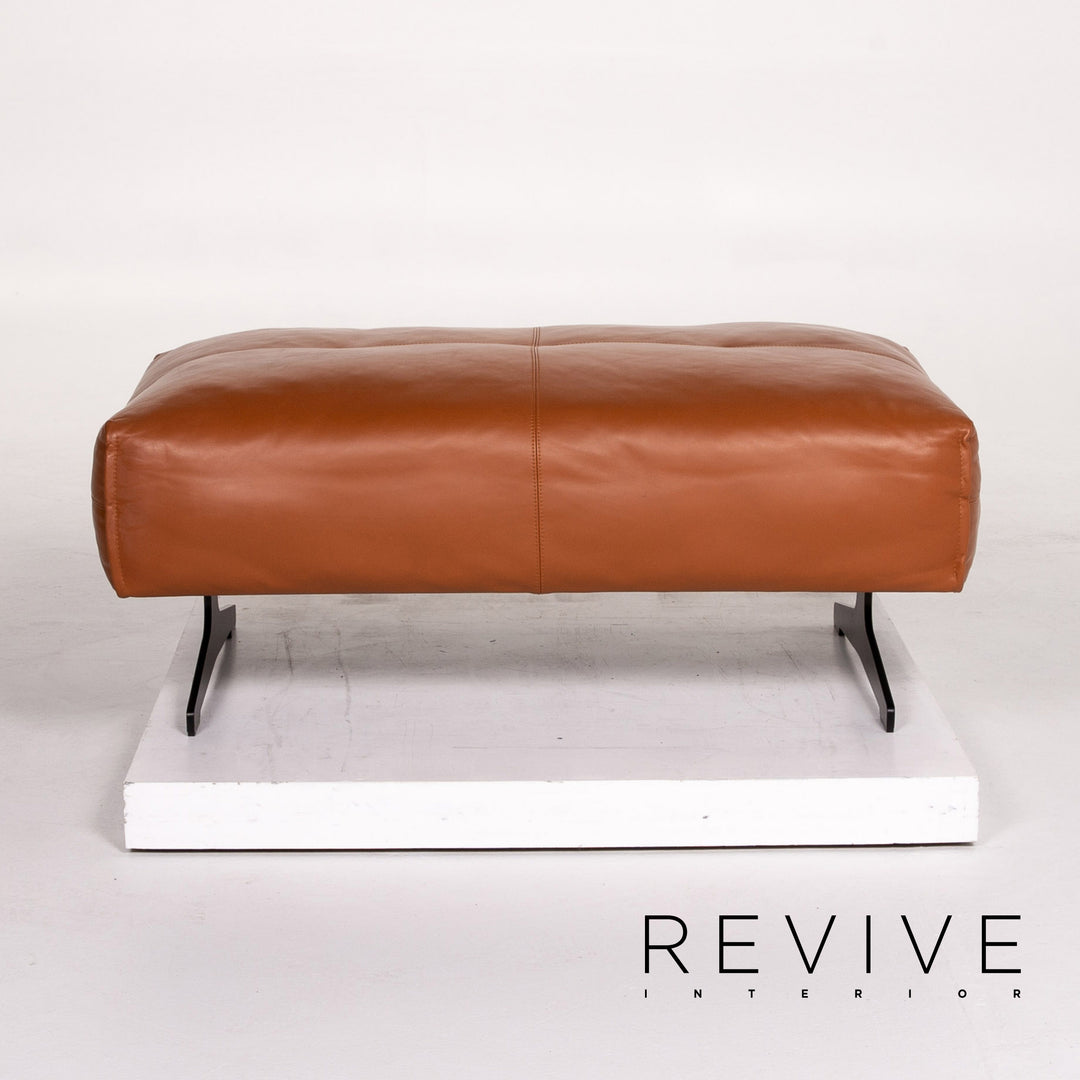 Rolf Benz 50 leather sofa set cognac brown 1x three-seater 1x stool function #13784