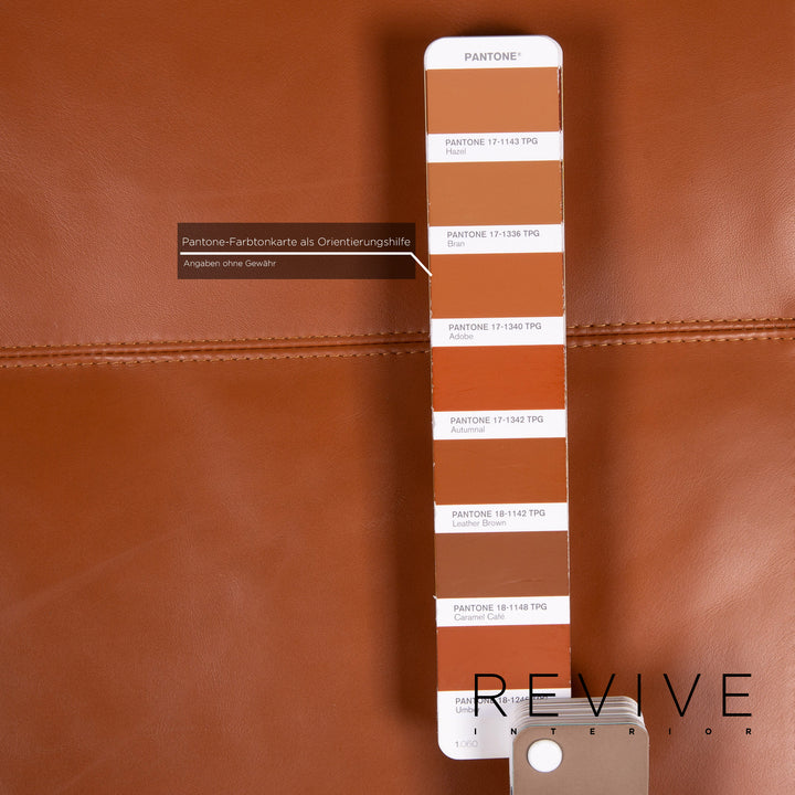 Rolf Benz 50 leather sofa set cognac brown 1x three-seater 1x stool function #13784