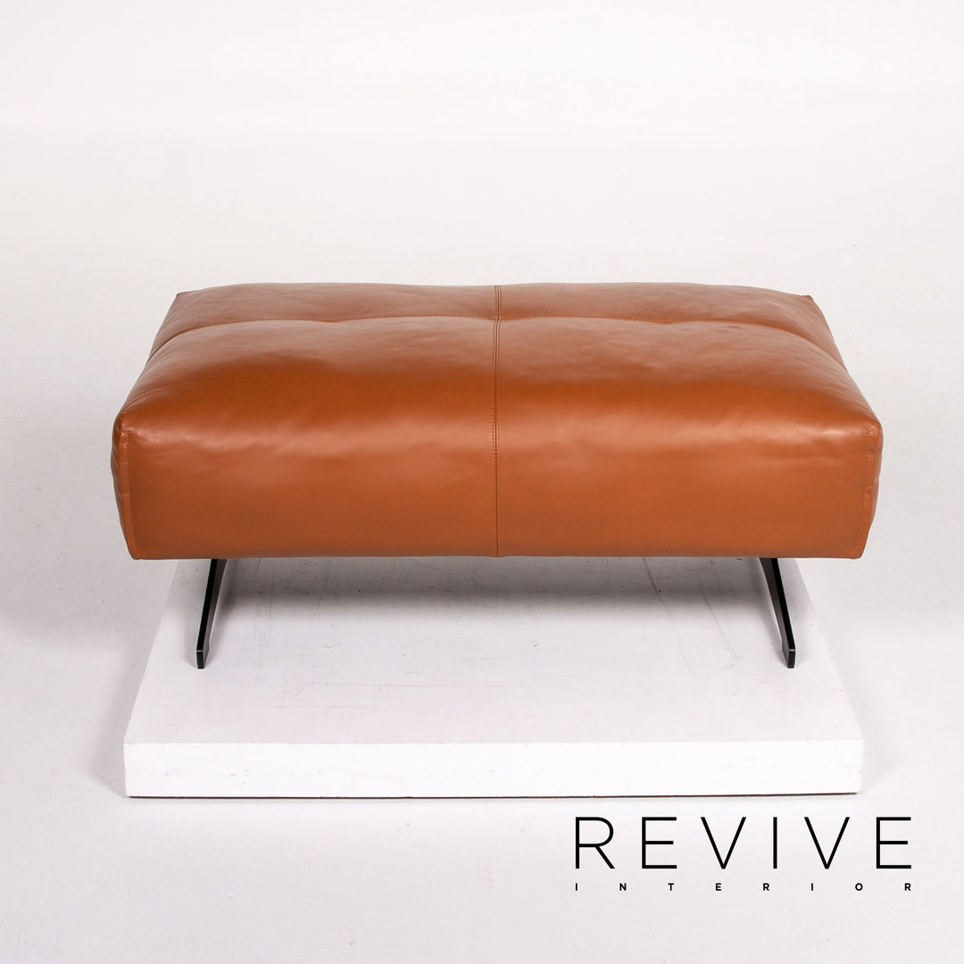 Rolf Benz 50 leather sofa set cognac brown 1x three-seater 1x stool function #13784