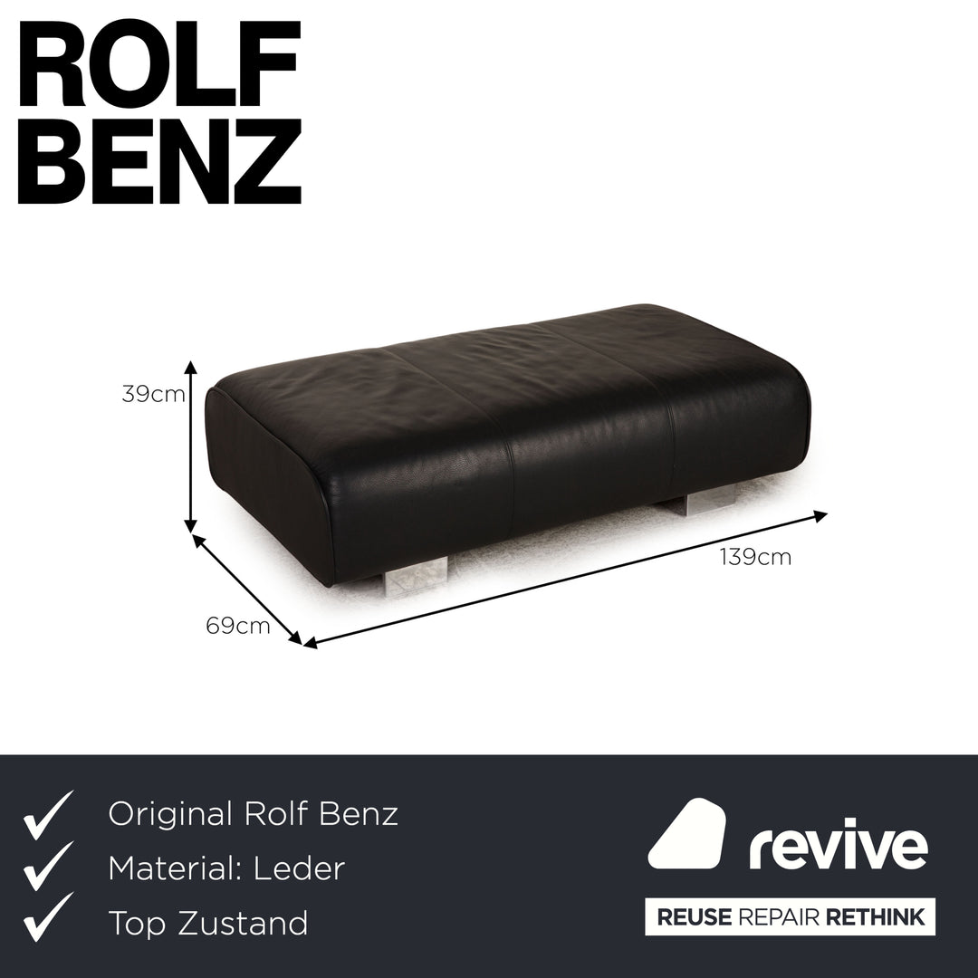 Rolf Benz 6300 Leder Hocker Schwarz