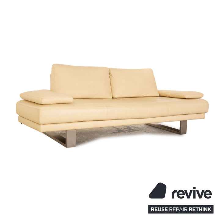 Rolf Benz 6600 Leder Dreisitzer Creme Sofa Couch
