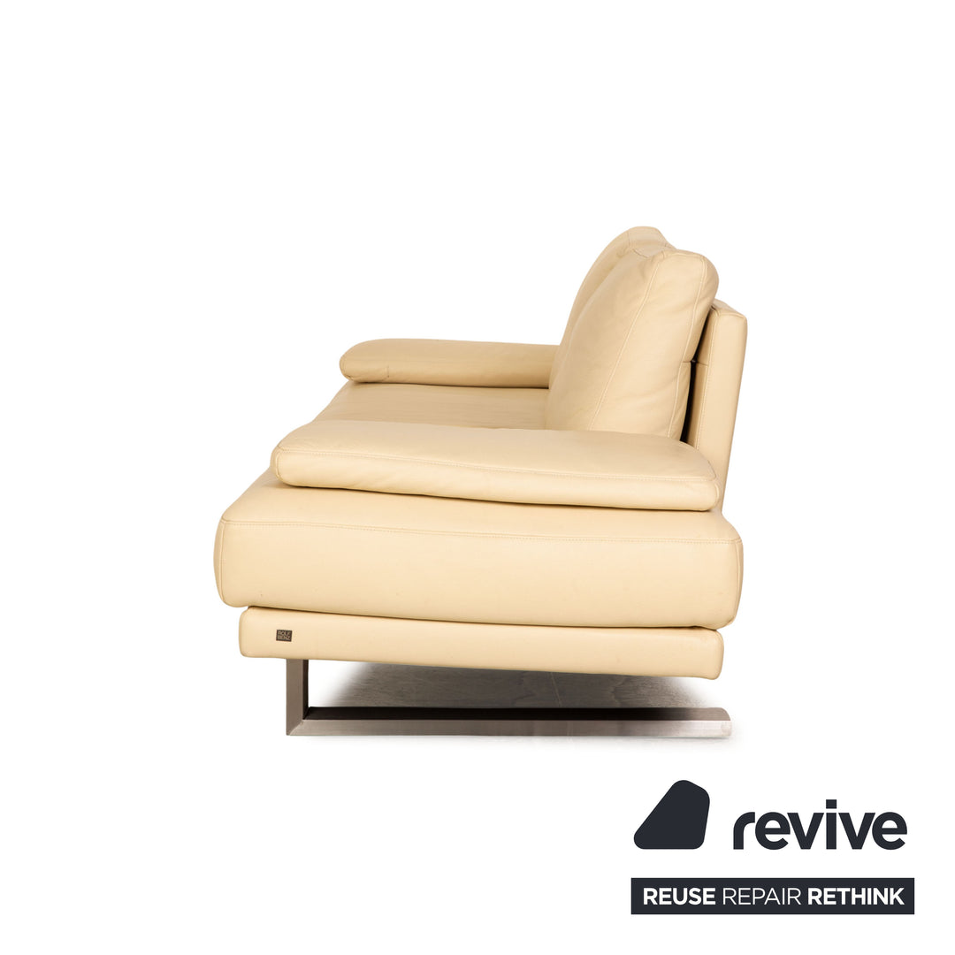 Rolf Benz 6600 Leder Dreisitzer Creme Sofa Couch