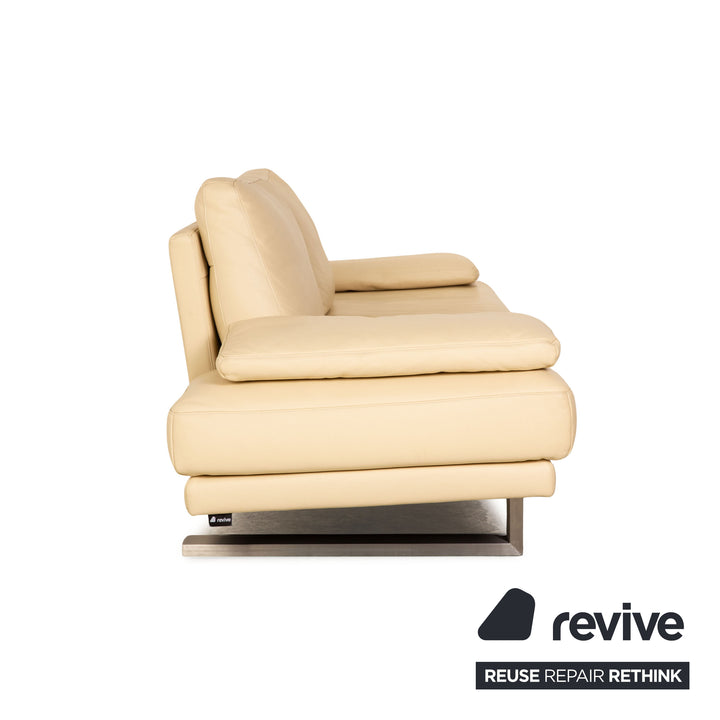 Rolf Benz 6600 Leder Dreisitzer Creme Sofa Couch