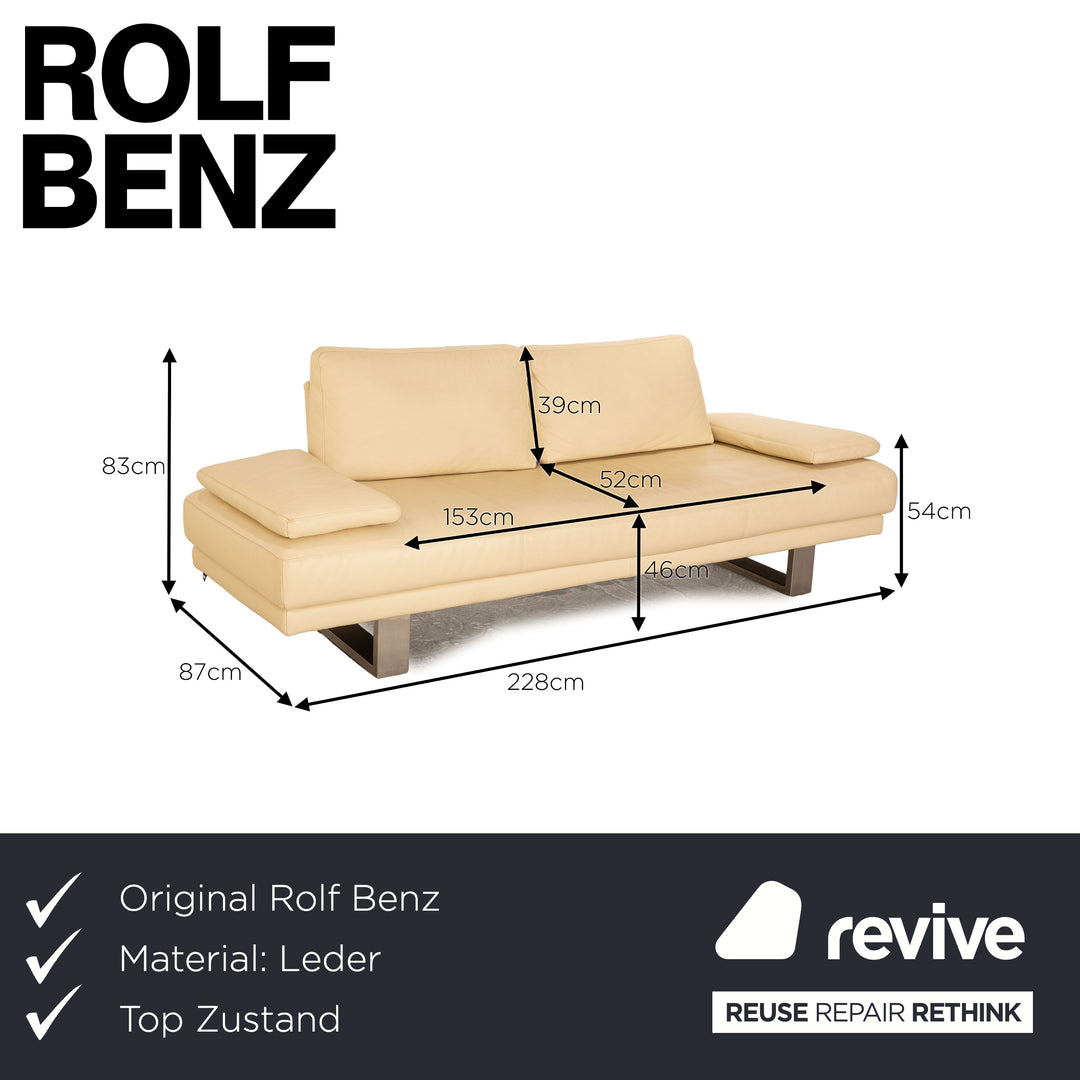 Rolf Benz 6600 Leder Dreisitzer Creme Sofa Couch