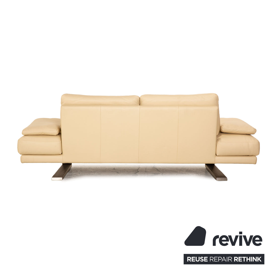 Rolf Benz 6600 Leder Dreisitzer Creme Sofa Couch